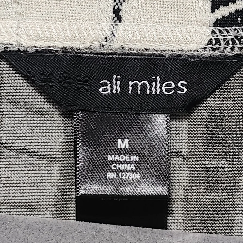 ALI MILES Tunic Womens Medium Ivory Black Jacquard Quiet Luxury Abstract Artsy - Picture 5 of 12